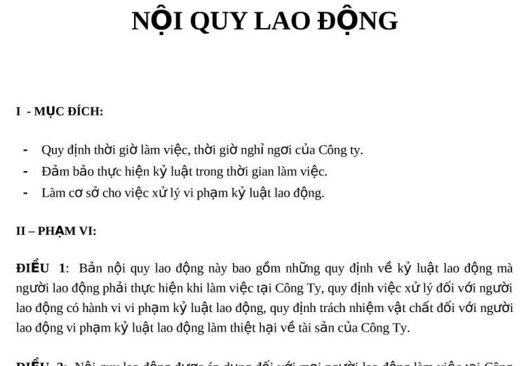 Người sử dụng lao động bố trí cho người lao động các đợt nghỉ giải lao thì có cần ghi vào nội quy lao động không?