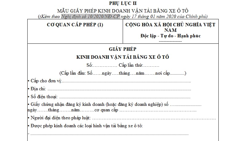 Hồ sơ, quy trình đề nghị cấp, cấp lại Giấy phép kinh doanh vận tải bằng ô tô?