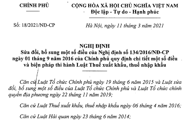 Nghị định Số: 18/2021/NĐ-CP